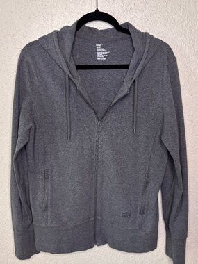 Gap Heather Gray Zip-Up Long Sleeve Hood Jacket Exercise Casual Women's Size M